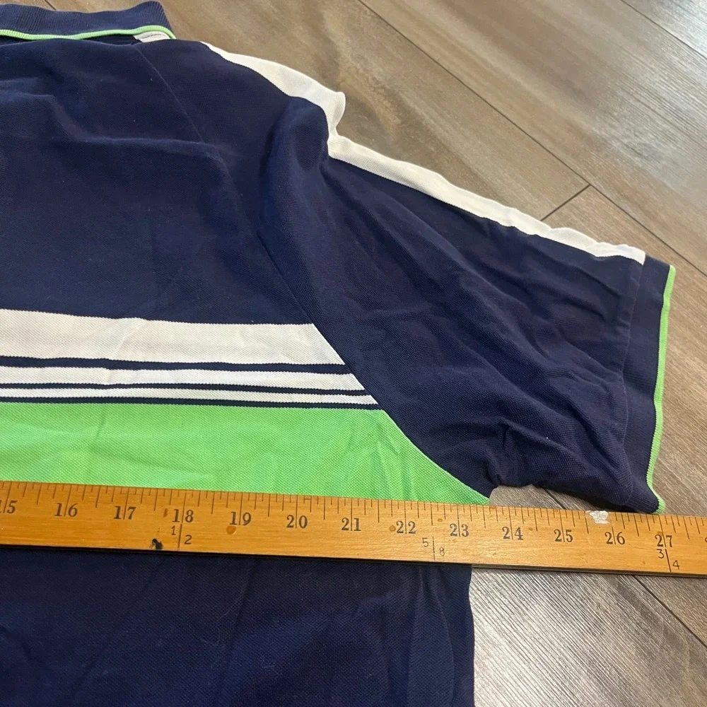 Polo‎ Ralph Lauren Mens XL Polo Shirt Navy Blue Green Stripe XL Bin P-201